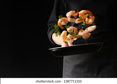 chef, background black, hotel, background, pan, action, freeze,  - Shutterstock ID 1387711310