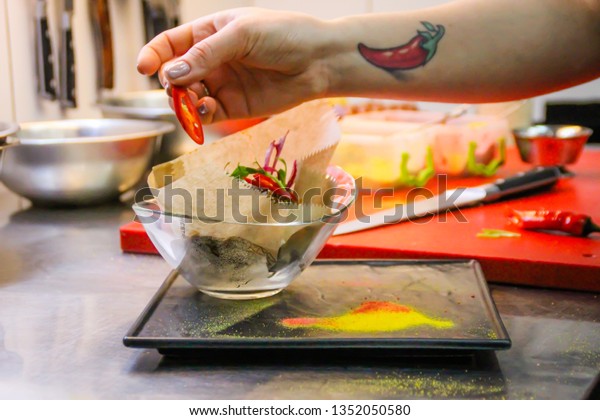 Chef Cooking Chicken Wings Sauce Kitchen Stock Photo Edit Now