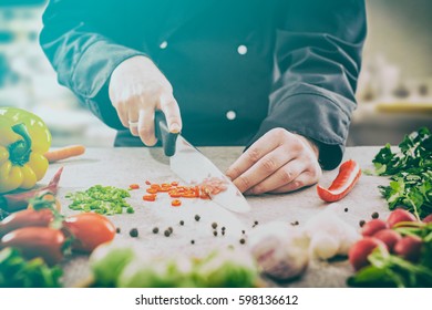 chef cooking food kitchen restaurant cutting prepare cook hands - Shutterstock ID 598136612