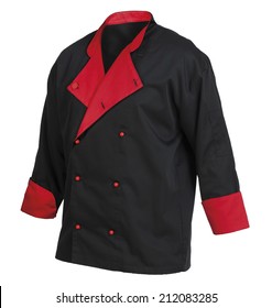 Chef Cook's Black And Red Jacket, Isolated Over White Background