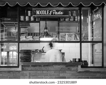 a chef cooks in the kitchen