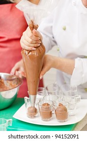 Chef Making A Chocolate Mousse