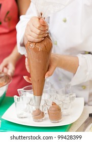 Chef Making A Chocolate Mousse