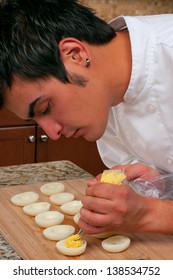 Chef Making Deviled Eggs