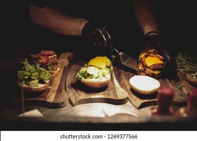 Chef making organic burger - Powered by Shutterstock