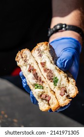 Chef Making Sandwich In The Cafe