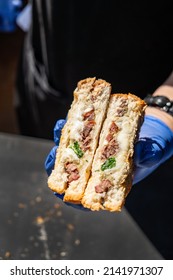 Chef Making Sandwich In The Cafe