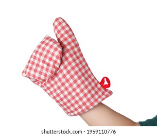 Chef in oven glove on white background, closeup - Powered by Shutterstock