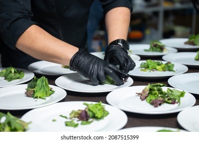 The Chef Prepares Dishes For The Banquet.