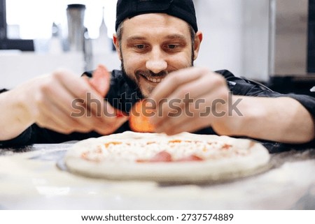 Chef preparing pizza using fermented dough