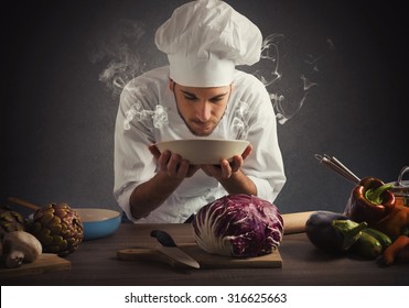 Chef Smelling The Aroma Of A Dish