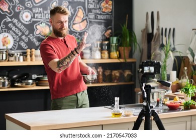 Chef Throwing Flour In Air