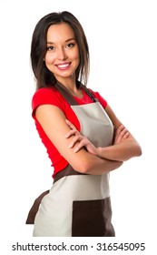 Chef Woman. Isolated Over White Background