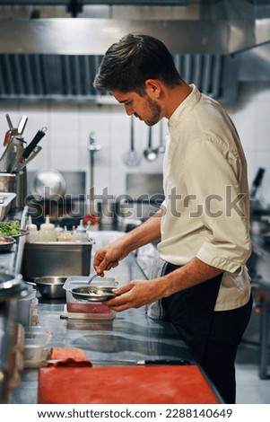 chef working at the kitchen counter