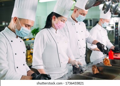 Chefs Protective Masks Gloves Prepare Food Stock Photo 1745810798 ...