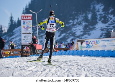 Cheile Gradistei, Roamania - January 30: Unknown competitor in IBU Youth&Junior World Championships Biathlon 24th of January 2016 to 02 February 2016, in Cheile Gradistei, Romanaia