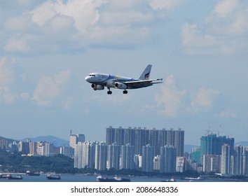 Chek Lap Kok, Hong Kong- July 12,2012: Airbus A320 Family Aircrafts Were Widely Used On International Routes To Hong Kong Airport.