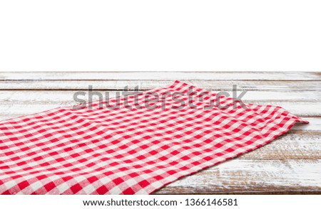 chekered tablecloth on empty table isolated on white background copy space