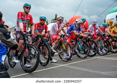 Chelm, Lubelskie, Poland - July 31, 2022: 79 Tour De Pologne, Cyclists Standing At The Starting Line Of The Race