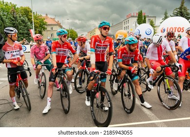 Chelm, Lubelskie, Poland - July 31, 2022: 79 Tour De Pologne, Cyclists Standing At The Starting Line Of The Race