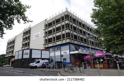 CHELMSFORD, UNITED KINGDOM - Sep 23, 2021: A Low Angle View Of The Chelmsford Market Beneath A Multi-story Car Park In The UK