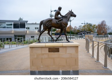 Cheltenham England UK November 24  2021 Bronze Statue Of Dawn Run Cheltenham Race Course Gold Cup Winner 1986 