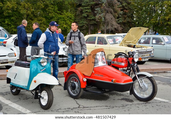 CHELYABINSK,RUSSIA - SEPTEMBER\
10,2016:Exhibition of vintage motor scooter \