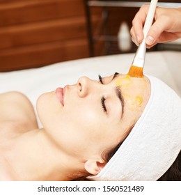 Chemic Facial And Body Peel. Cosmetology Acne Treatment. Young Girl At Medical Spa Salon.