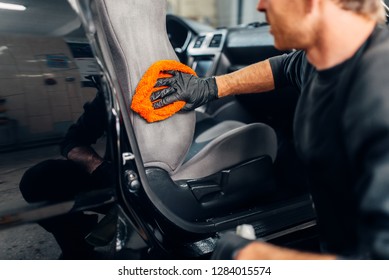 Chemical cleaning of car seats using special agent - Shutterstock ID 1284015574