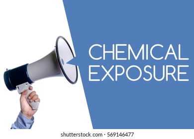 Chemical Exposure. Hand With Megaphone / Loudspeaker. Health And Safety At Workplace Concept.