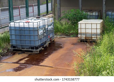 Chemical Factory Plastic Container Leaking Pollution Leak Rusty Spill