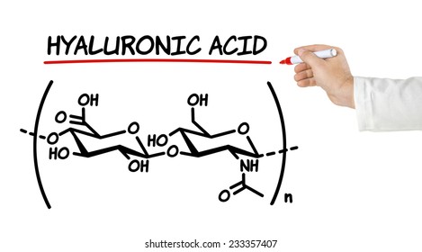 Chemical Formula Of Hyaluronic Acid On A White Background