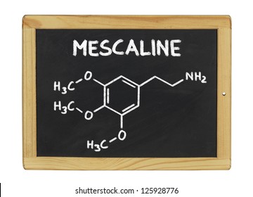 chemical formula of mescaline on a blackboard