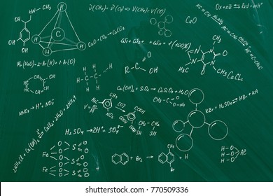 Chemical formulas written on chalkboard background - Powered by Shutterstock