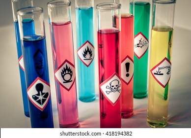 Chemical hazard pictograms desaturated - Shutterstock ID 418194382