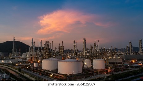 Chemical Oil Refinery Plant, Power Plant And Metal Pipe Concept Industry