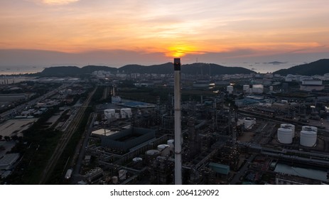 Chemical Oil Refinery Plant, Power Plant And Metal Pipe Concept Industry