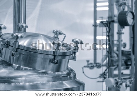 Chemical pharmaceutical laboratory equipment, equipment for medical experiments,  equipment close-up, apparatus for lab,  pharmaceutical device conceppt
