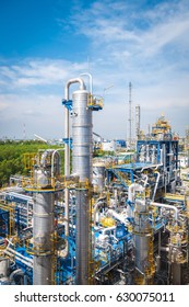 Chemical Plant With Cloudy Sky In Summer Season 