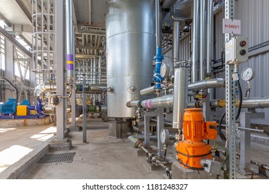 Chemical Production Building Against Blue Sky