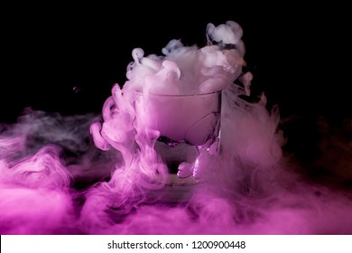 Chemical reaction of dry ice with liquid