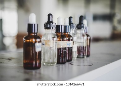 Chemical In Reagent Bottle With Eyedropper Lid In A Chemestry Lab For Student To Use In Class For Research And Experiment