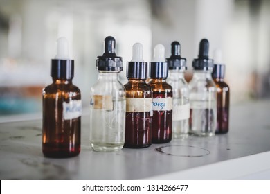 Chemical In Reagent Bottle With Eyedropper Lid In A Chemestry Lab For Student To Use In Class For Research And Experiment