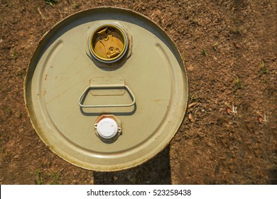 Chemical Steel Tank, Old Oil Barrel, Flat Top View