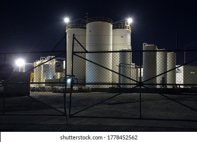 Chemical storage tank farm in an old manufacturing plant in the inner western suburbs of Melbourne, Australia.