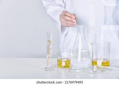 Chemical substance mixing, Laboratory and science experiments, Formulating the chemical for medical research, Quality control of petroleum oil industry products concept. - Shutterstock ID 2176979495