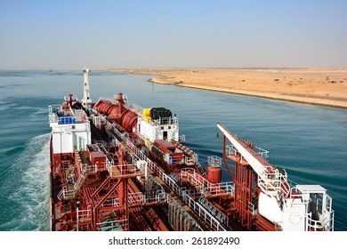 chemical tanker passes through the Suez Canal. Egypt