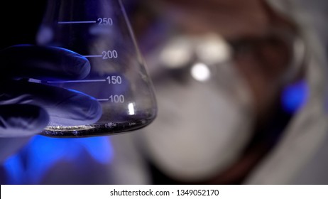 Chemist Holding Test Tube With Liquid, Analyzing Test Result, Biological Weapons