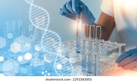 chemistry science concept. Experiment for biotechnology concept. science laboratory. Genetic research and Biotech science Concept. Human Biology and pharmaceutical technology on laboratory background.