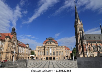Chemnitz city in Germany (State of Saxony). Theaterplatz - Theatre Square.